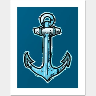 Blue anchor, sailor tattoo sketch style Posters and Art